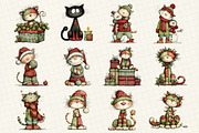 Whimsical Christmas Cat Clipart, an Illustration by DreamCafeArt (Thumbnail 4 of 6)
