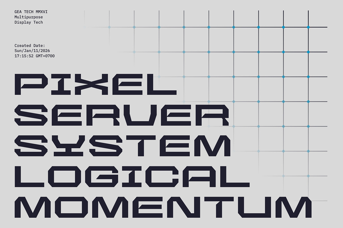 GR GEA – Tech Display Typeface, a Sans Serif Font by Garisman Std (Photo 8 of 19)