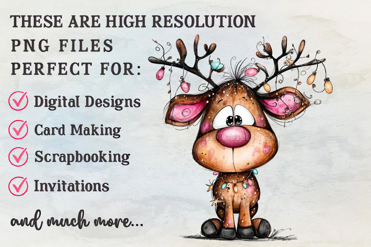 Christmas Cute Reindeer Clipart, an Illustration by RobertsArt (Photo 7 of 7)