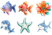 Watercolor Under the Sea Clipart, an Illustration by Designking (Thumbnail 2 of 6)