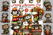 Funny Autumn Cat Clipart, a Seasonal Illustration by Designworld (Thumbnail 1 of 11)