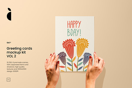 5X7 Greeting Cards Mockup VOL2