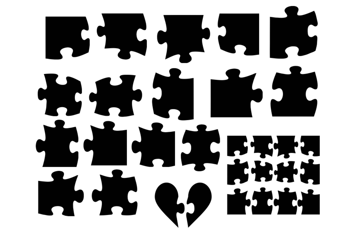 Puzzle Stencil, Puzzle Piece Stencil, a Decorative Illustration by Doodle Cloud Studio (Photo 2 of 2)