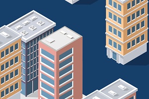 Set Isometric Urban Architecture