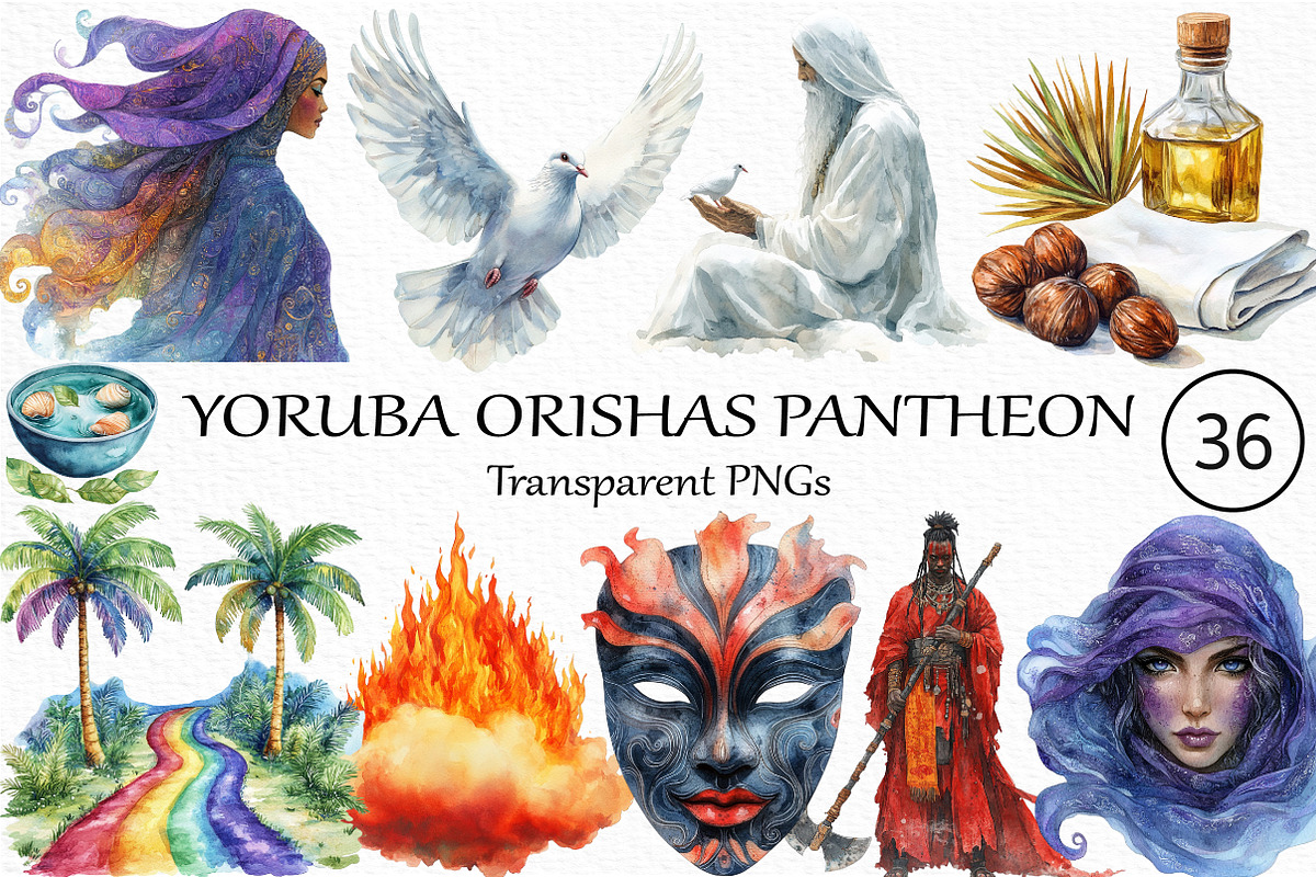 Yoruba Orishas Pantheon Clipart Set, an Illustration by Craft Nest (Photo 1 of 4)