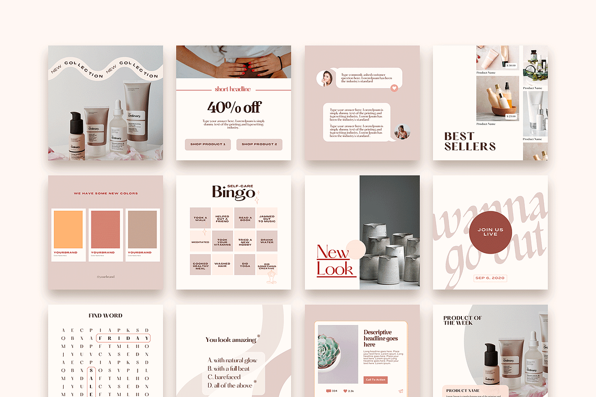 Feminine Instagram Templates, a Social Media Template by Kseniia_Design (Photo 4 of 12)