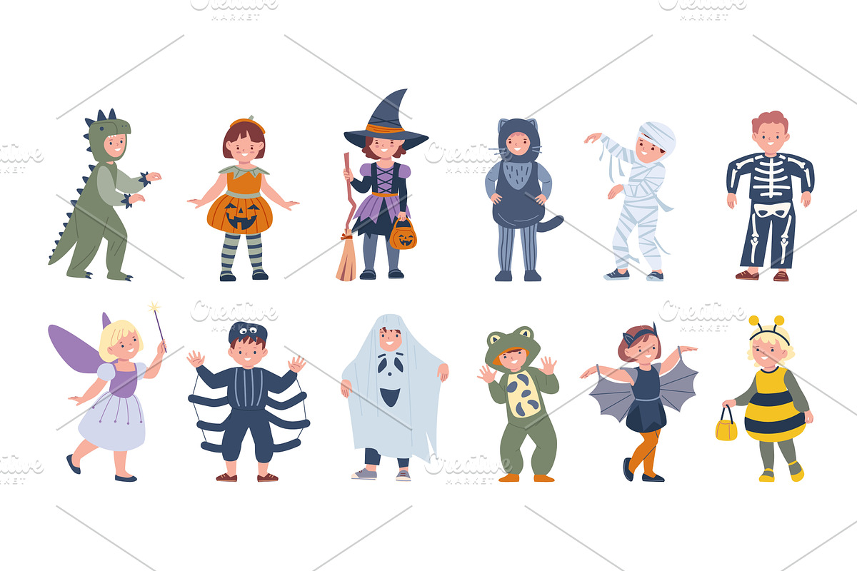 Children in halloween costumes, an Object Illustration by Valerie Bodnar