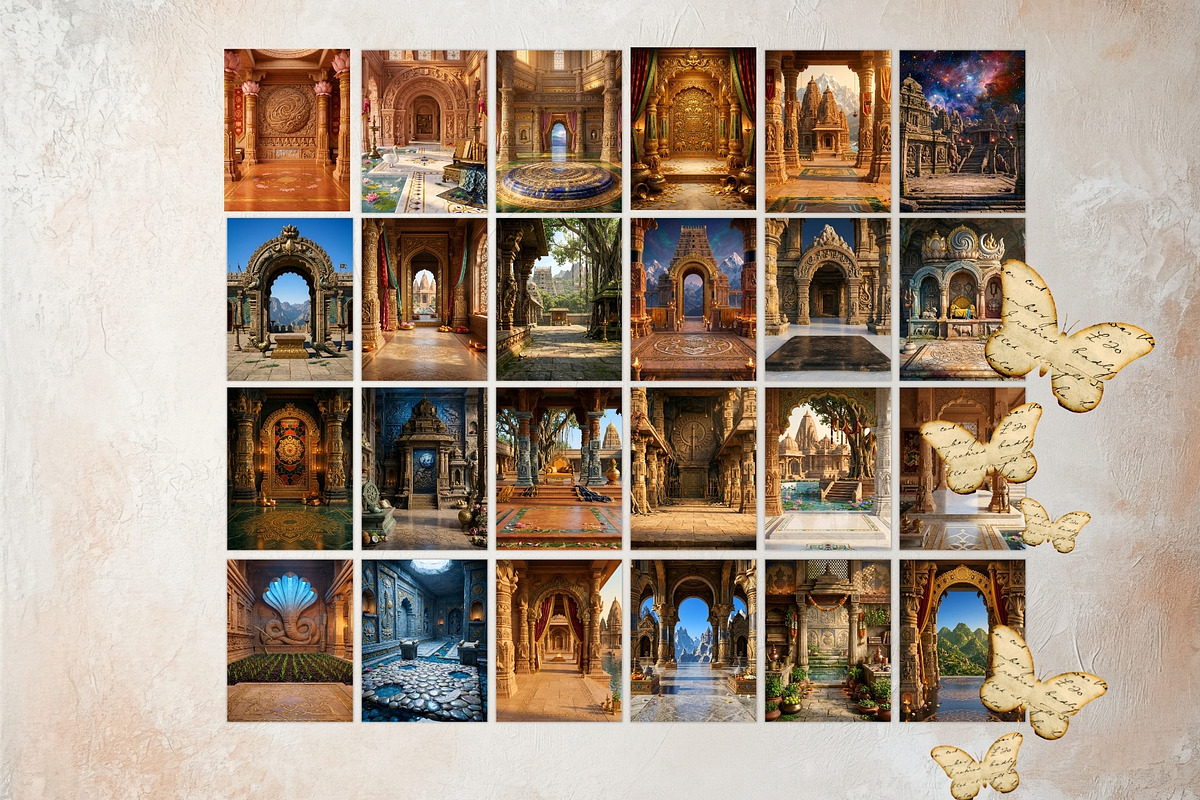 Hindu Mythology Temple Backdrops, a Decorative Illustration by ThatsDesignArt (Photo 14 of 14)