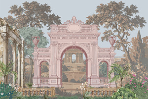 classical wallpaper illustration, a Decorative Illustration by Mughal Wallpaper