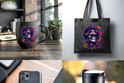 Skull wearing feathered headdress, a Person Illustration by yod67 (Thumbnail 7 of 10)