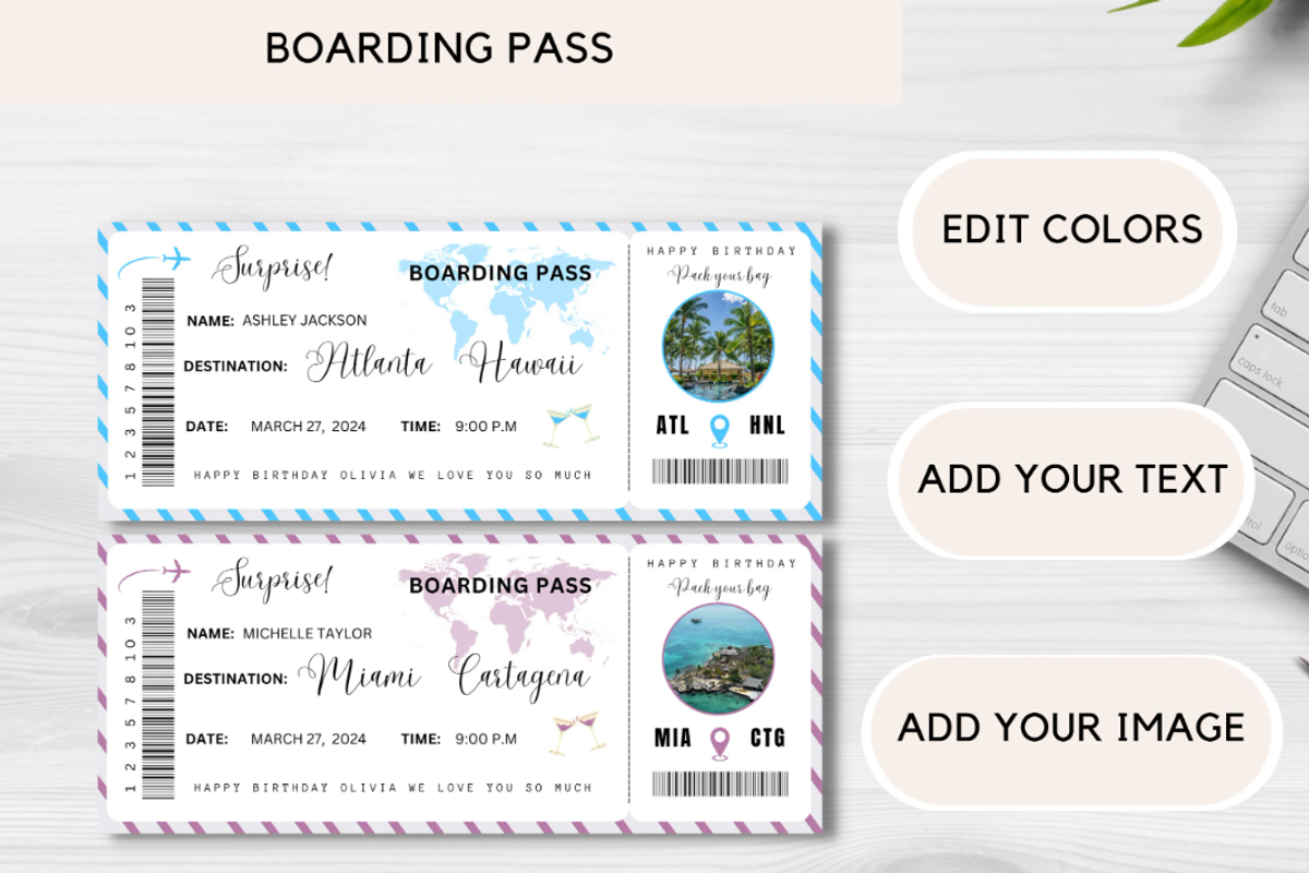 Editable Boarding Pass Template, a Card Template by YasdeyDesigns (Photo 5 of 6)