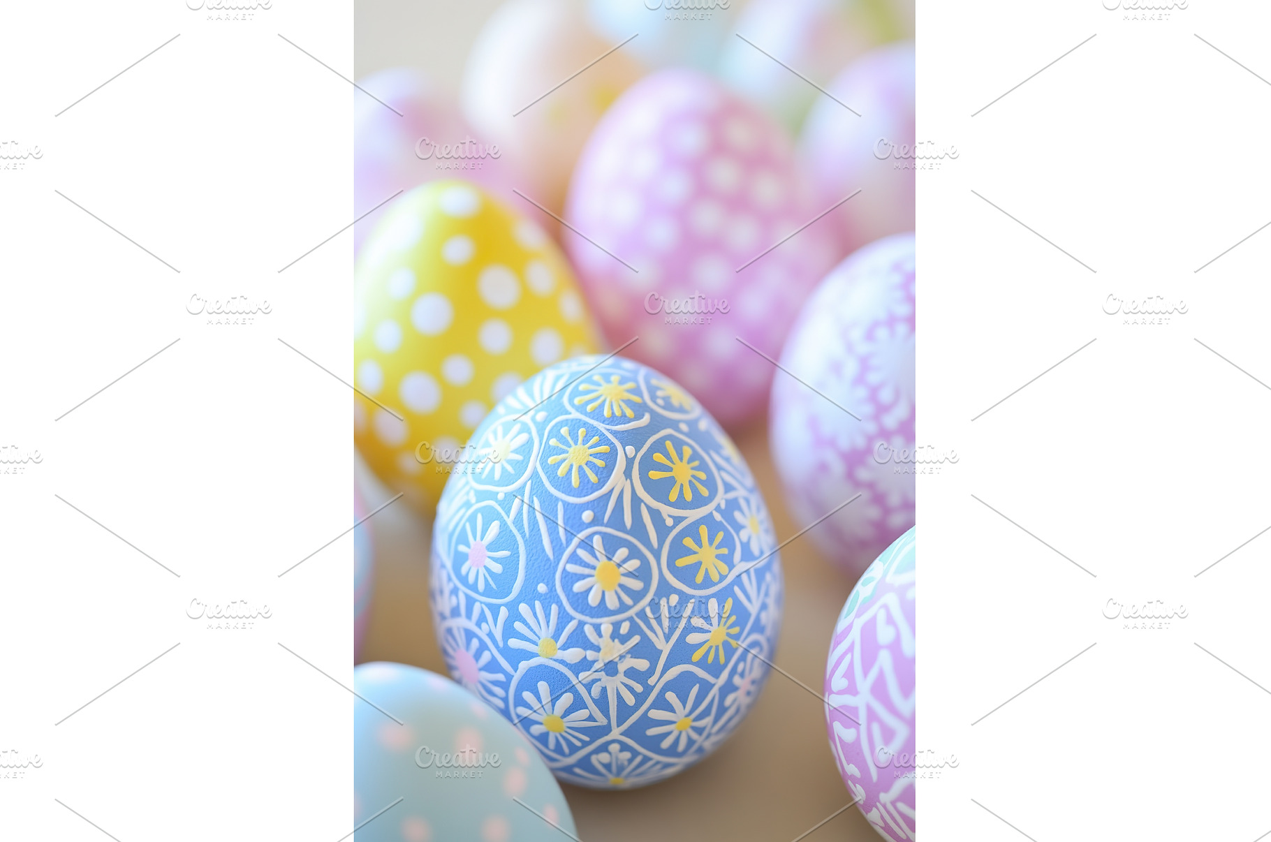 Colorful pastel easter eggs with, a Holiday Photo by Lermont51