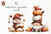 Autumn Gnome PNG Clipart Bundle, a Seasonal Illustration by Nicolle's Colorful Art (Thumbnail 1 of 6)