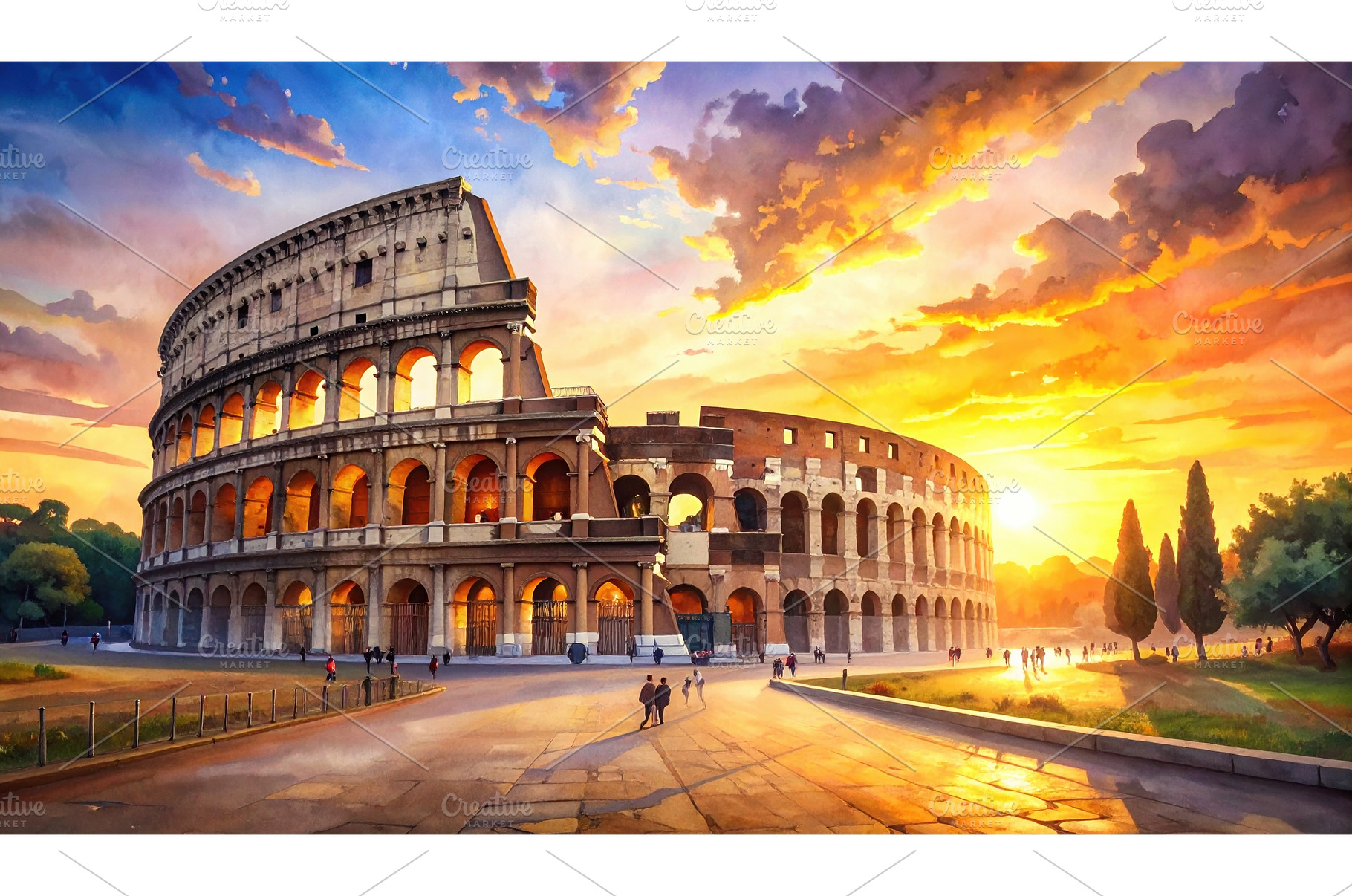 A warm sunset view of the Colosseum, an Architecture Photo by Igor Tichonow