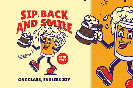 Beer Glass Cartoon Character, an Illustration by Decoconio Design