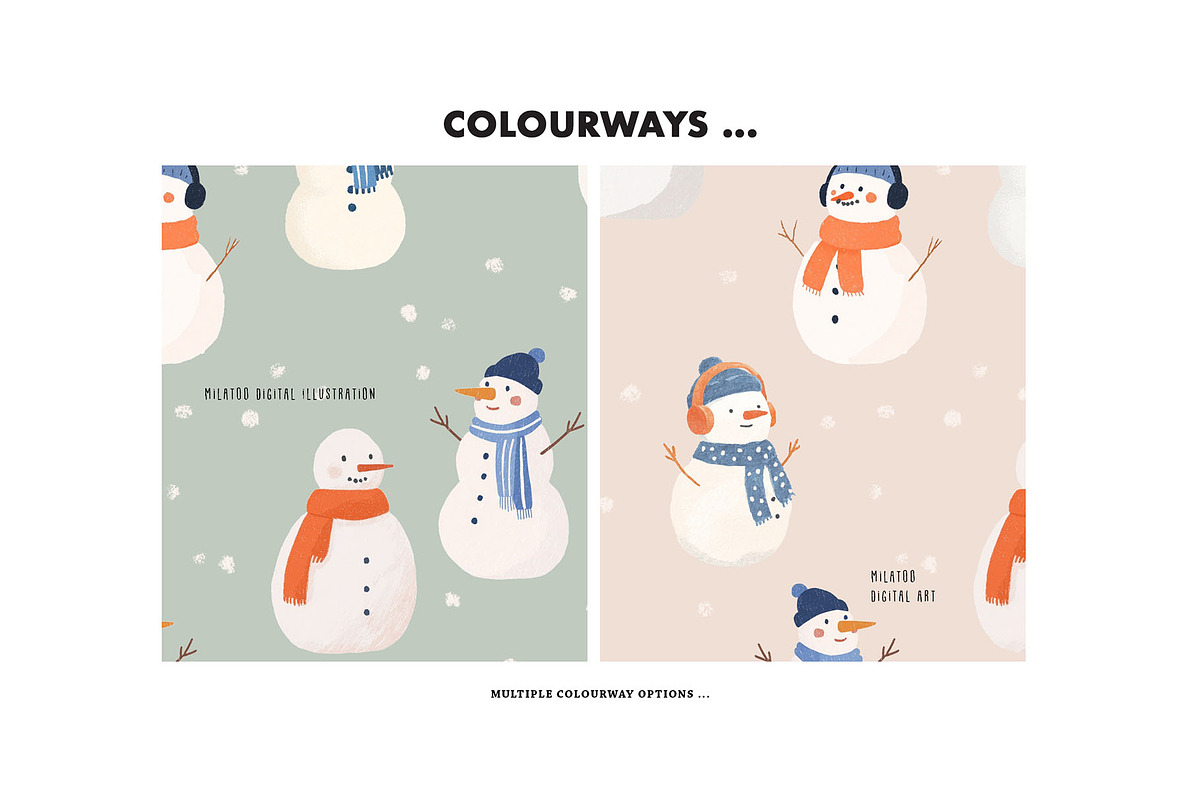 Christmas snowman pattern winter fun, a Pattern Graphic by Milatoo (Photo 2 of 4)