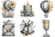 Whimsical Silver New Year Clipart, an Illustration by CraftArtStudio (Thumbnail 4 of 6)