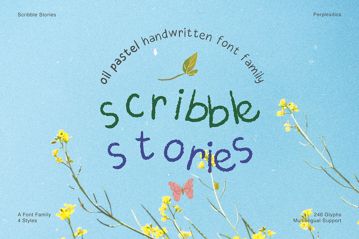 Scribble Stories Oil Pastel Font, a Handwritten Font by Perplexitics (Photo 1 of 10)