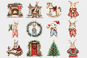 Watercolor Christmas Bunny Clipart, a Seasonal Illustration by Design Market (Thumbnail 4 of 5)