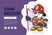 Cartoon Raccoon Fireman. T-Shirt., an Animal Illustration by KENO Mascots (Thumbnail 1 of 3)