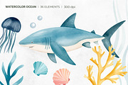 Watercolor Ocean Clipart. Sea Life, an Illustration by Hanna's ArtLab (Thumbnail 4 of 4)