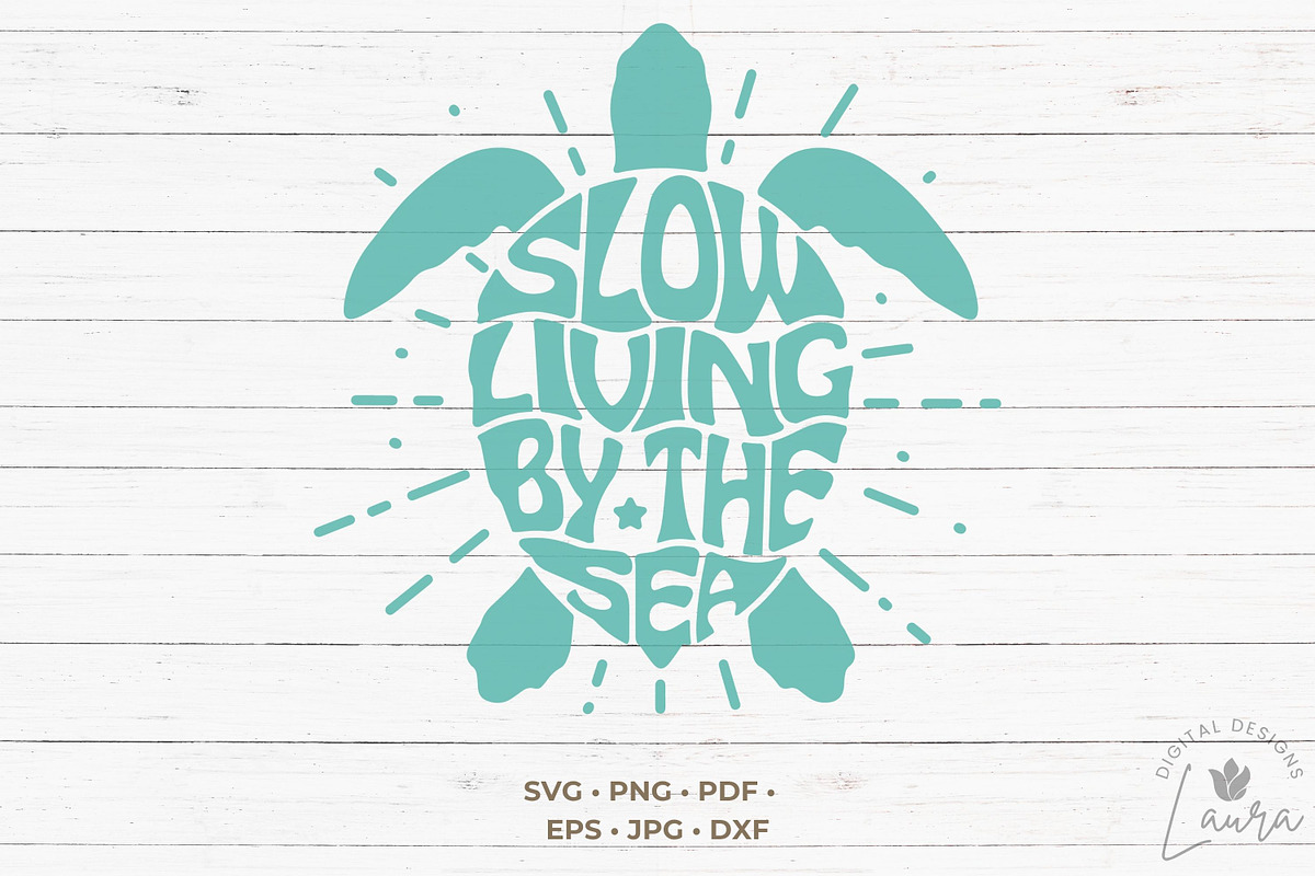 Slow Living By the Sea Turtle Shaped, an Object Graphic by DigitalDesignsLaura (Photo 2 of 3)