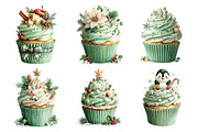 Whimsical Christmas Cupcake Clipart, a Food Illustration by Creative Art (Thumbnail 5 of 6)