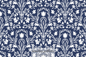 hand drawn folk floral pattern