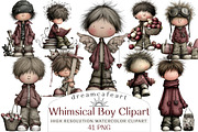 Whimsical Boy Clipart Bundle, an Illustration by DreamCafeArt (Thumbnail 1 of 7)