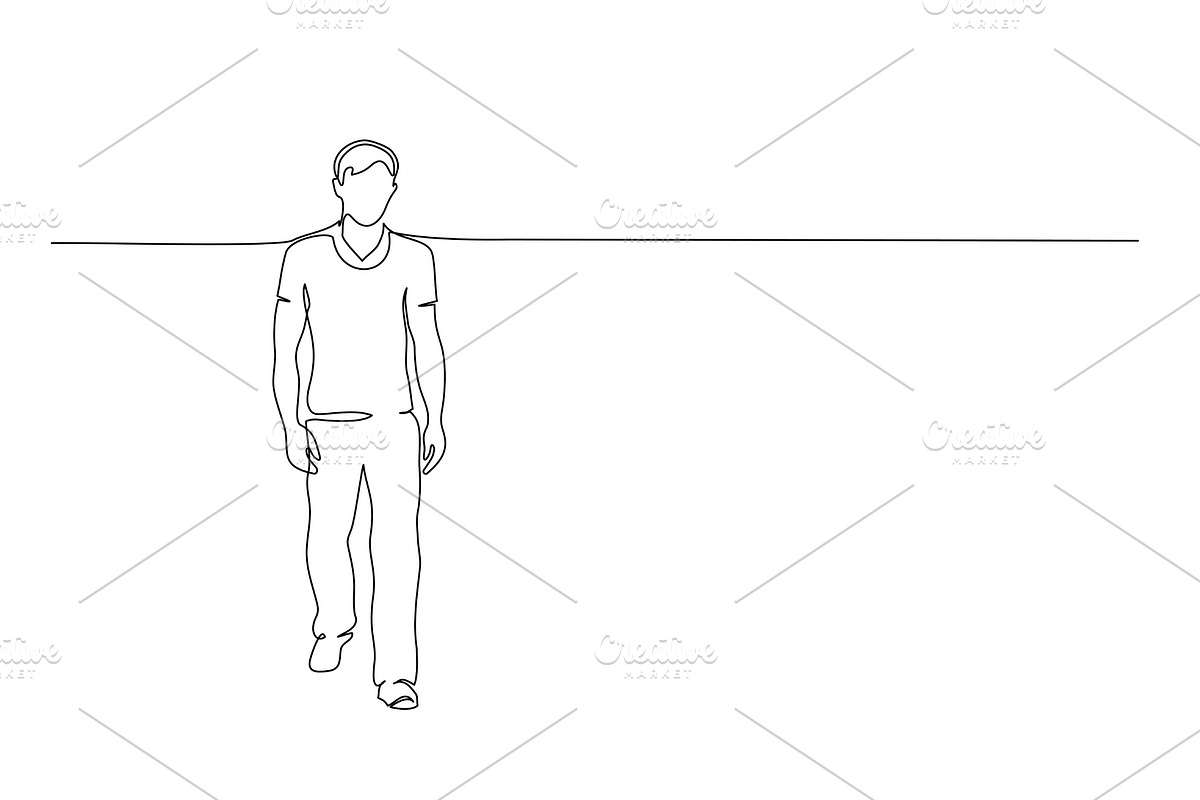 Continuous one line drawing. Walking, a Person Illustration by Valenty
