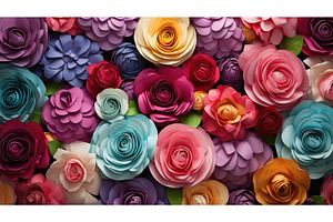 paper rolled flowers ai generated, an Arts & Entertainment Photo by pikepicture
