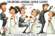 Valentine Weeding Couple Clipart, an Illustration by OK Design (Thumbnail 1 of 6)