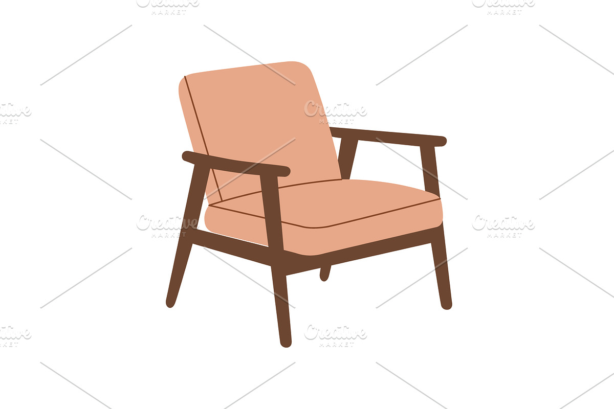 Wooden armchair with upholstered, an Object Illustration by GraphiShop