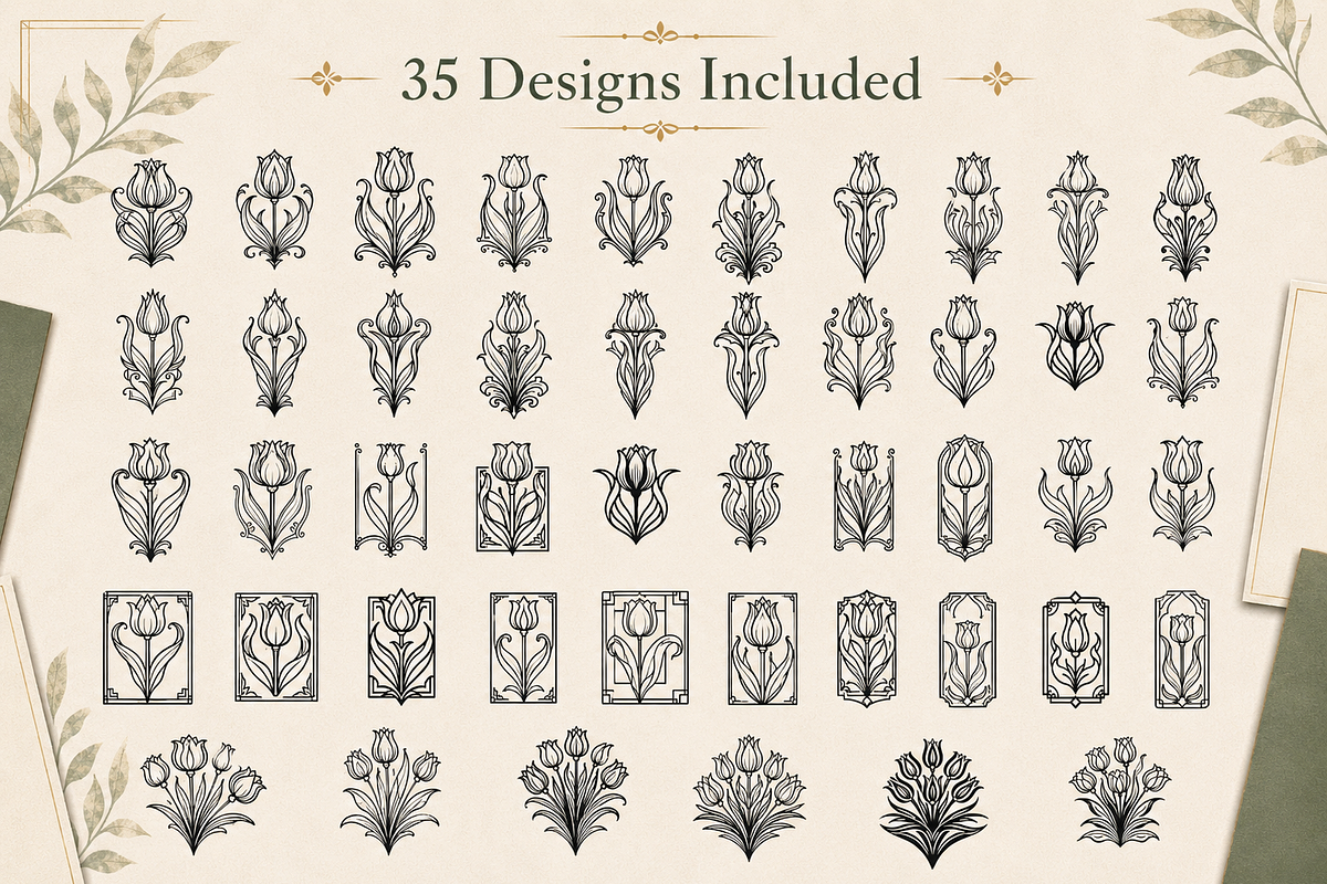 Tulip Ornament Vector Collection, a Decorative Illustration by AvalgaCollectiblesan (Photo 4 of 4)