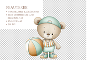 Watercolor Teddy Bear Soccer Clipart, an Illustration by MockupWizard (Thumbnail 4 of 5)