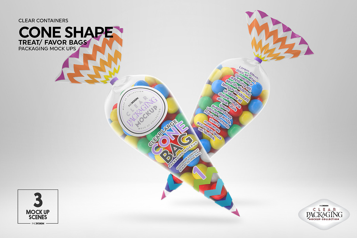 Clear Large Cone Bag PackagingMockup, a Packaging Mockup by INCDesign (Photo 6 of 15)