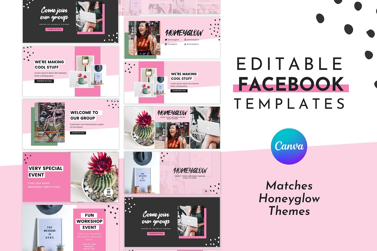 Facebook Template Pink Canva Set, a Social Media Template by ltsdesigns (Photo 1 of 5)