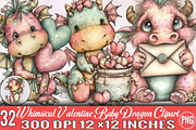 Whimsical Valentine Baby Dragon Clip, an Illustration by SVGArt (Thumbnail 1 of 8)