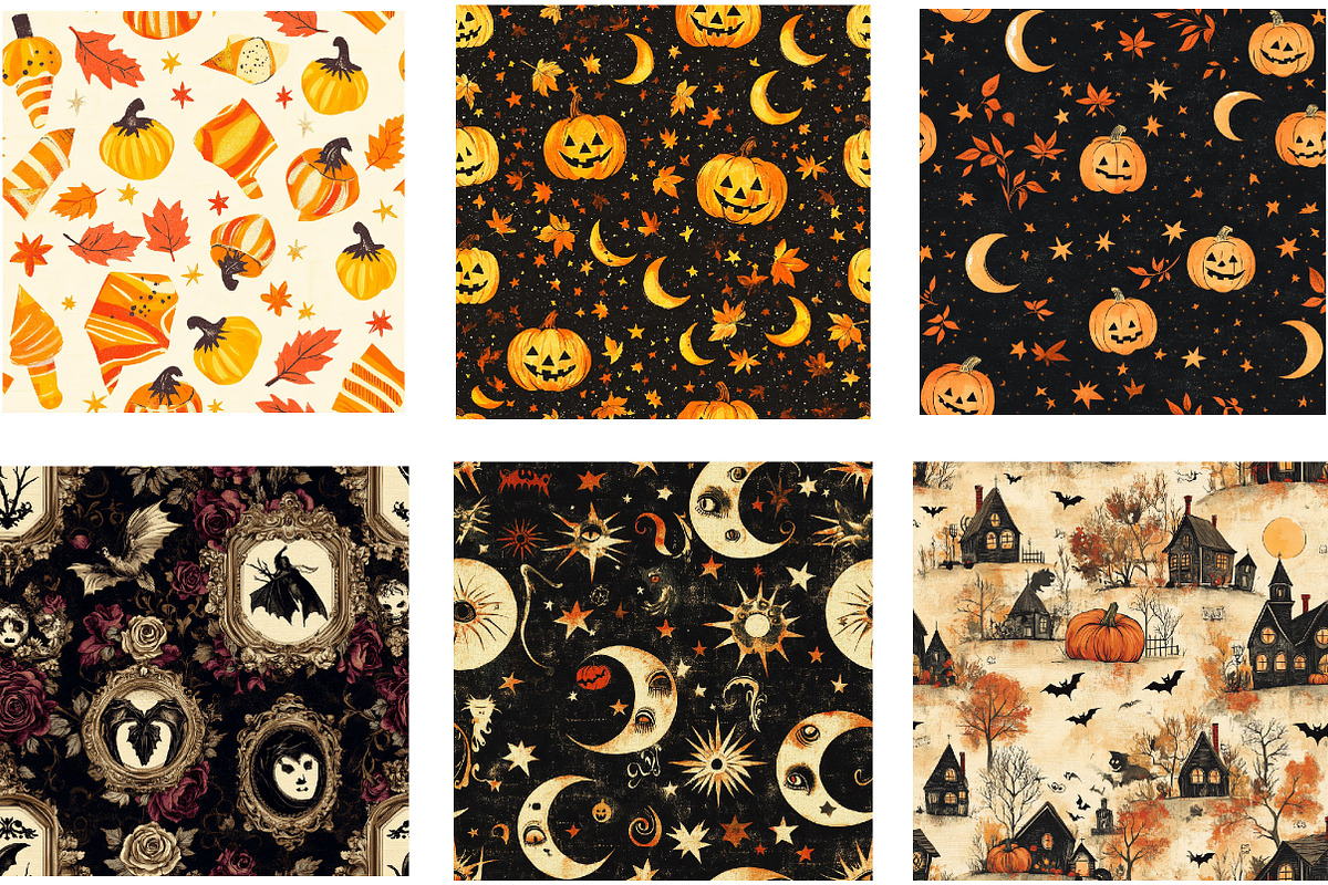 Vintage Halloween Digital Paper, a Pattern Graphic by Designking (Photo 3 of 4)