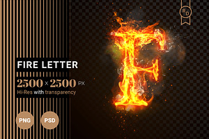 Fire Letter F of burning flame (PSD)