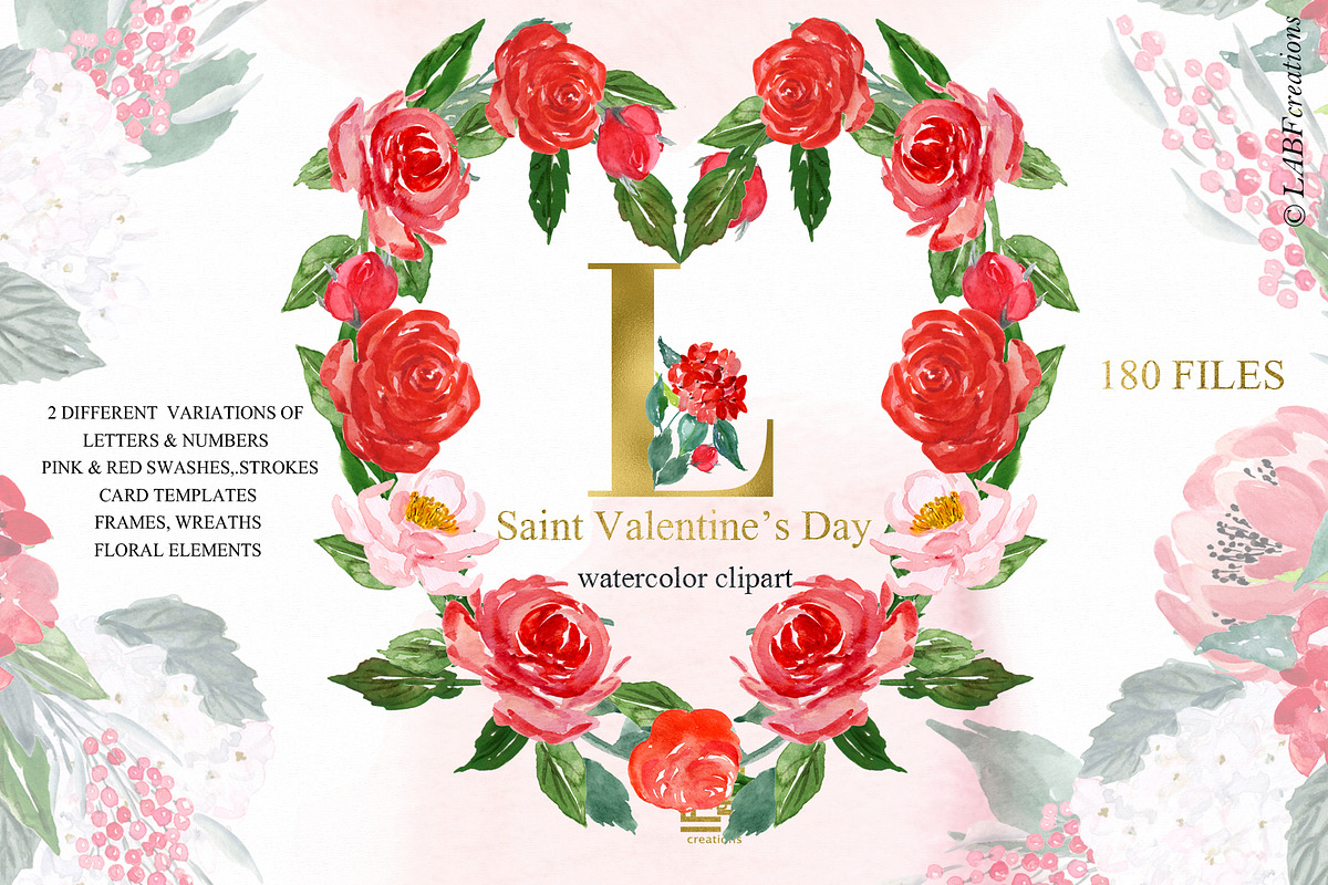 Saint Valentine's Day watercolor kit, a Texture Illustration by LABFcreations (Photo 7 of 13)