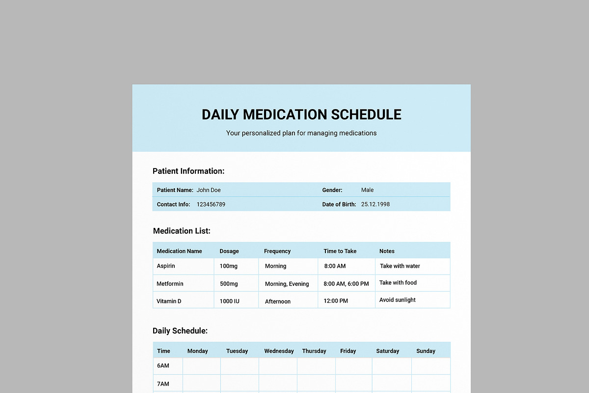 Medication Schedule Template, a Stationery Template by MightyDesign (Photo 4 of 7)