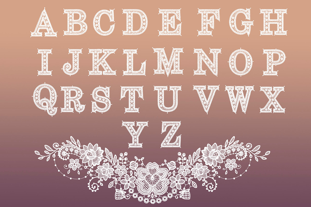 Wedding frames and alphabet., a Pattern Graphic by Ajuga (Photo 1 of 9)