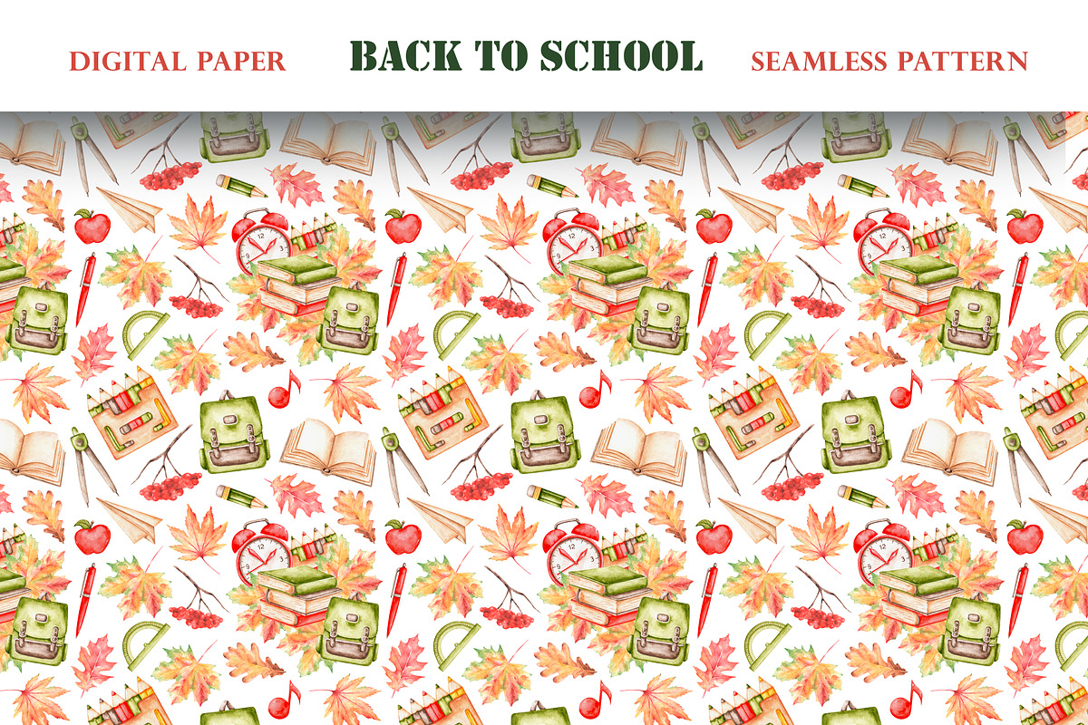 Back to school watercolor clipart., an Education Illustration by SabinaWatercolorArt (Photo 15 of 15)
