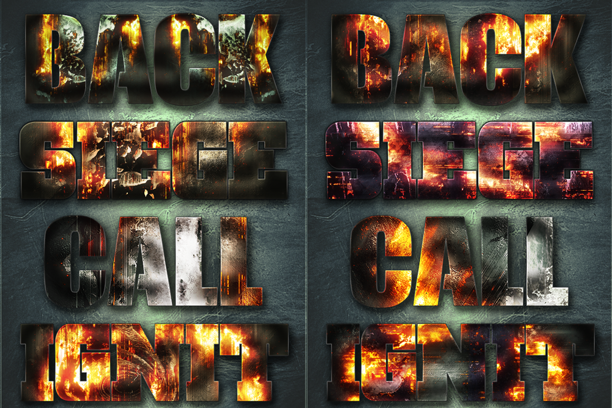 32 Extreme War Layer Styles Bundle 4, a Layer Style Add-On by DesignFathoms (Photo 1 of 2)