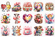 Valentine's Day Clipart Bundle PNG, an Illustration by CraftlabSVG (Thumbnail 2 of 15)