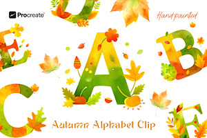 Autumn Alphabet Clipart – Hand-Paint