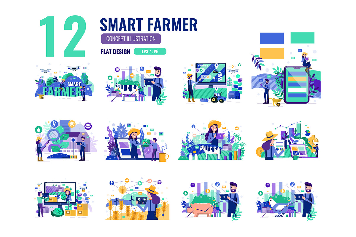 Smart Farmer Illustration, a Person Illustration by Foxyard studio (Photo 1 of 6)