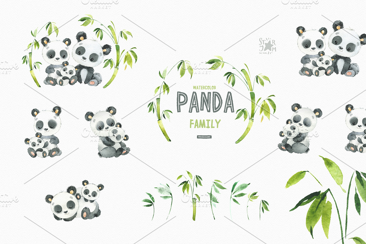 Panda & Family Collection, an Animal Illustration by StarJam (Photo 5 of 6)