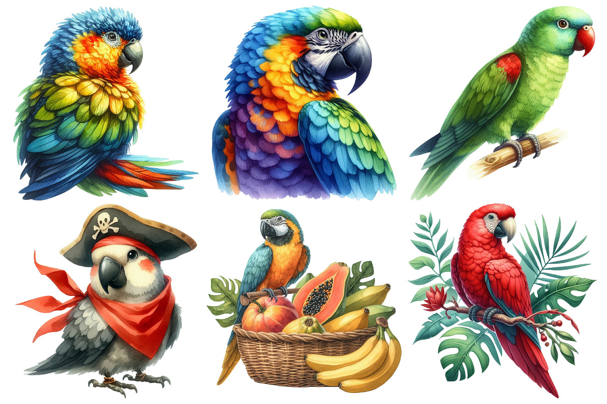 Colorful Parrot Clipart, an Illustration by Pixels.Craft (Photo 3 of 7)